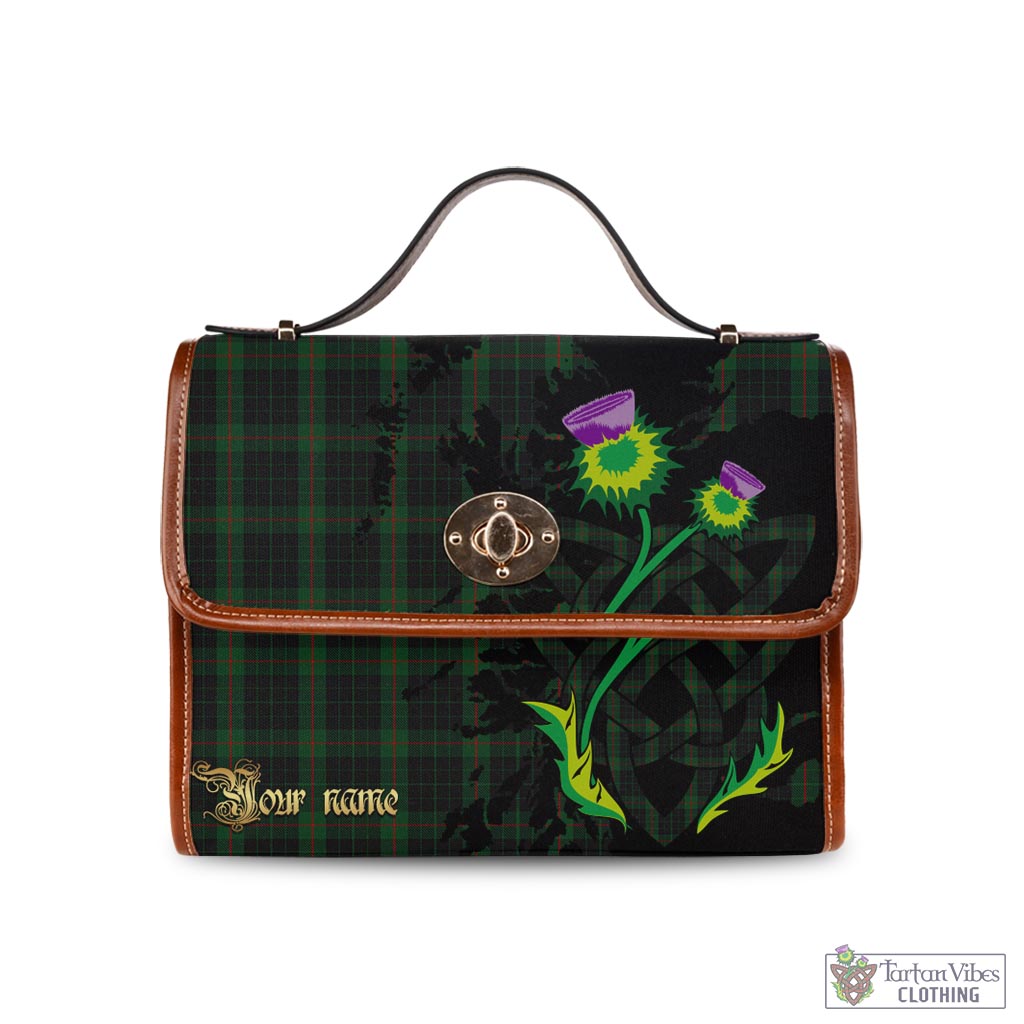 Tartan Vibes Clothing Gunn Logan Tartan Waterproof Canvas Bag with Scotland Map and Thistle Celtic Accents