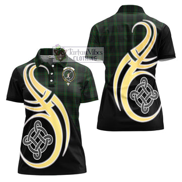 Gunn Logan Tartan Women's Polo Shirt with Family Crest and Celtic Symbol Style