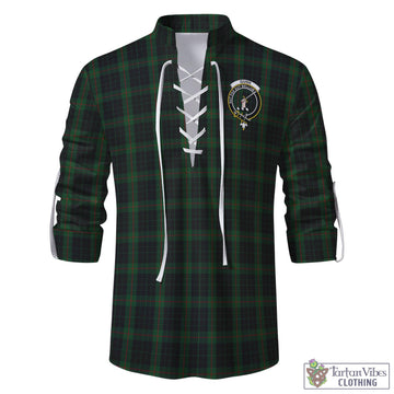 Gunn Logan Tartan Men's Scottish Traditional Jacobite Ghillie Kilt Shirt with Family Crest