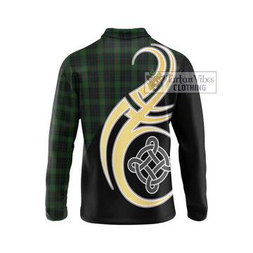 Gunn Logan Tartan Long Sleeve Polo Shirt with Family Crest and Celtic Symbol Style