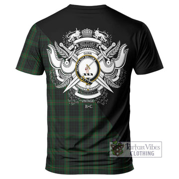 Gunn Logan Tartan T-Shirt with Family Crest and Military Logo Style