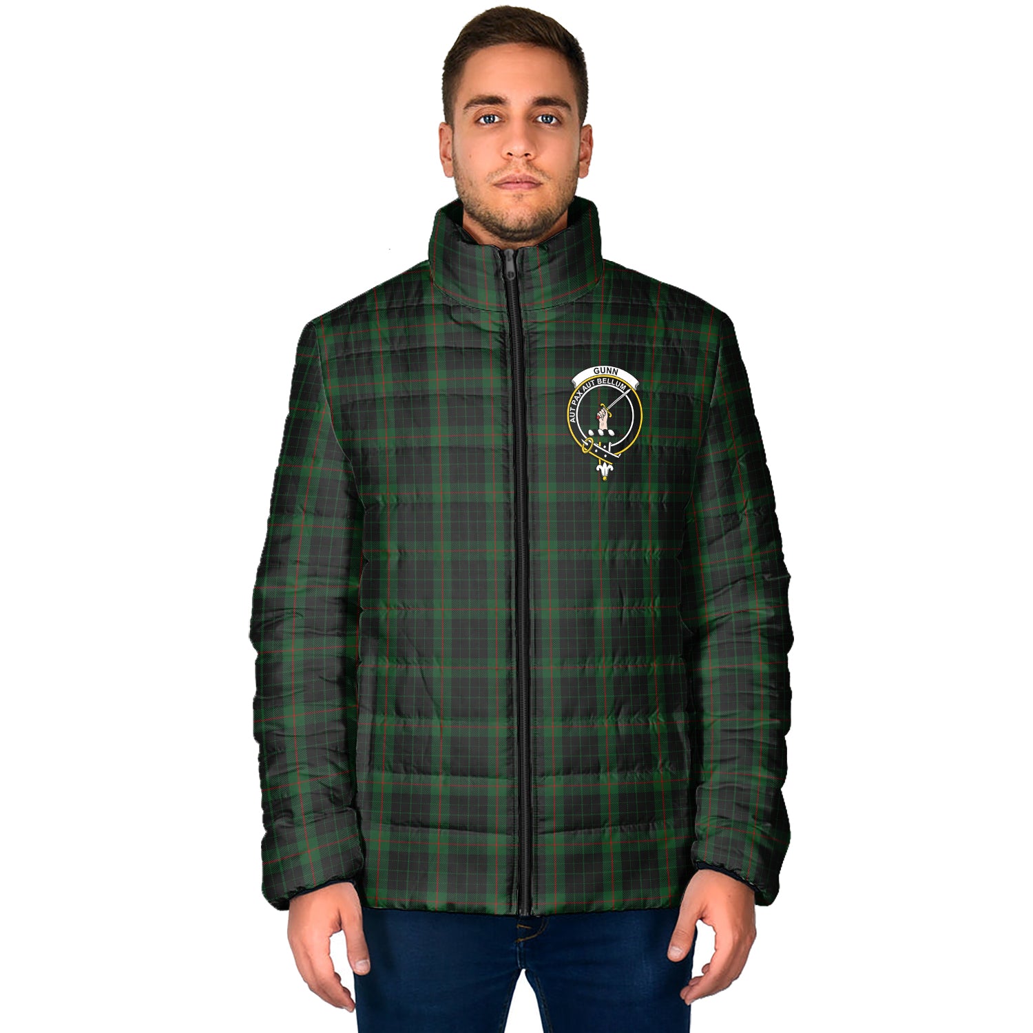 Gunn Logan Tartan Padded Jacket with Family Crest - Tartan Vibes Clothing