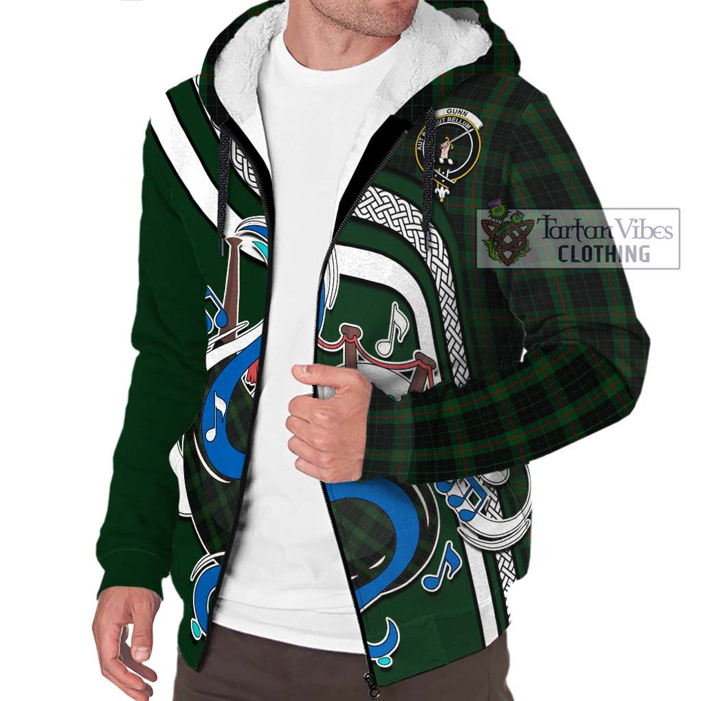 Gunn Logan Tartan Sherpa Hoodie with Epic Bagpipe Style Unisex - Tartanvibesclothing Shop