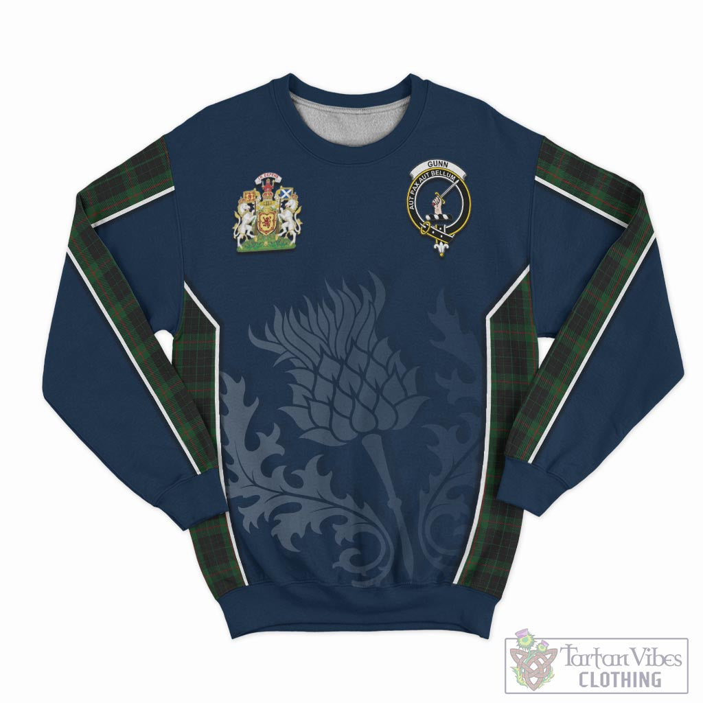 Tartan Vibes Clothing Gunn Logan Tartan Sweatshirt with Family Crest and Scottish Thistle Vibes Sport Style