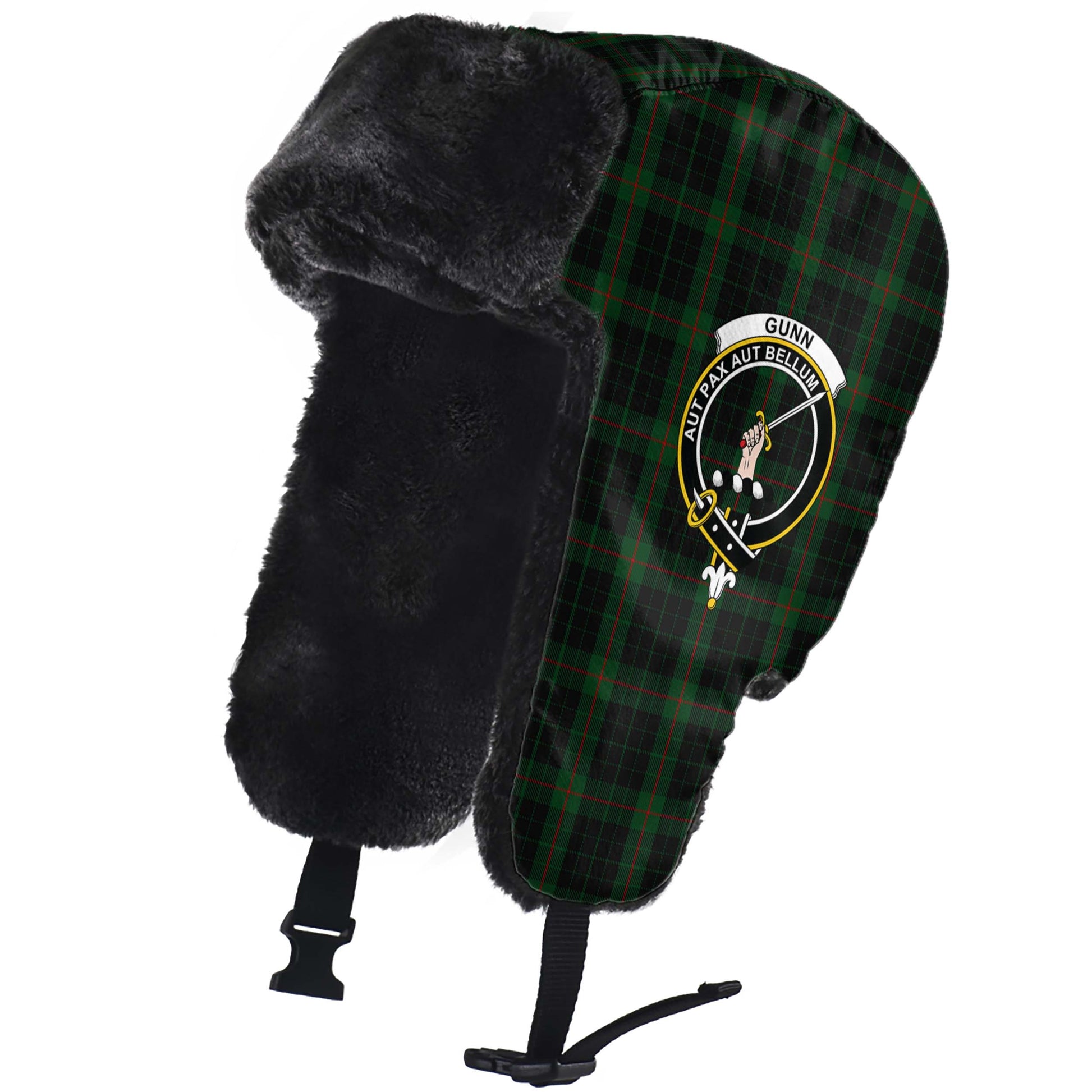 Gunn Logan Tartan Winter Trapper Hat with Family Crest - Tartanvibesclothing
