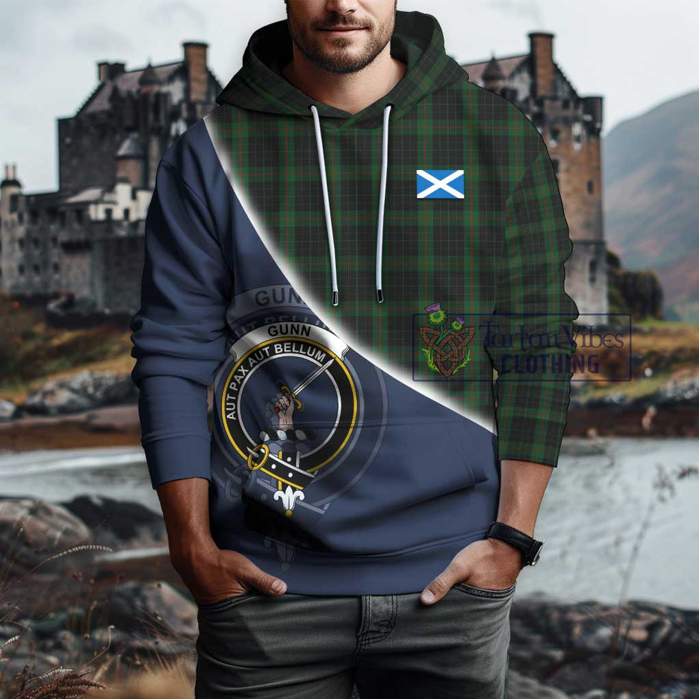 Gunn Logan Tartan Hoodie with Personalised National Flag and Family Crest Half Style - Tartanvibesclothing Shop