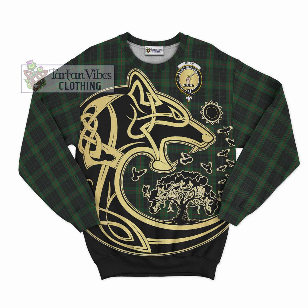 Gunn Logan Tartan Sweatshirt with Family Crest Celtic Wolf Style - Tartan Vibes Clothing