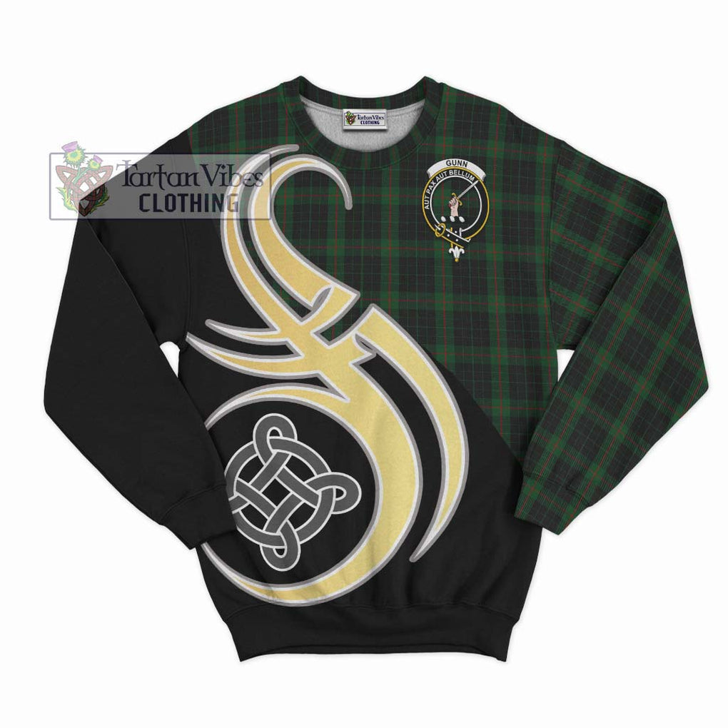 Gunn Logan Tartan Sweatshirt with Family Crest and Celtic Symbol Style - Tartan Vibes Clothing