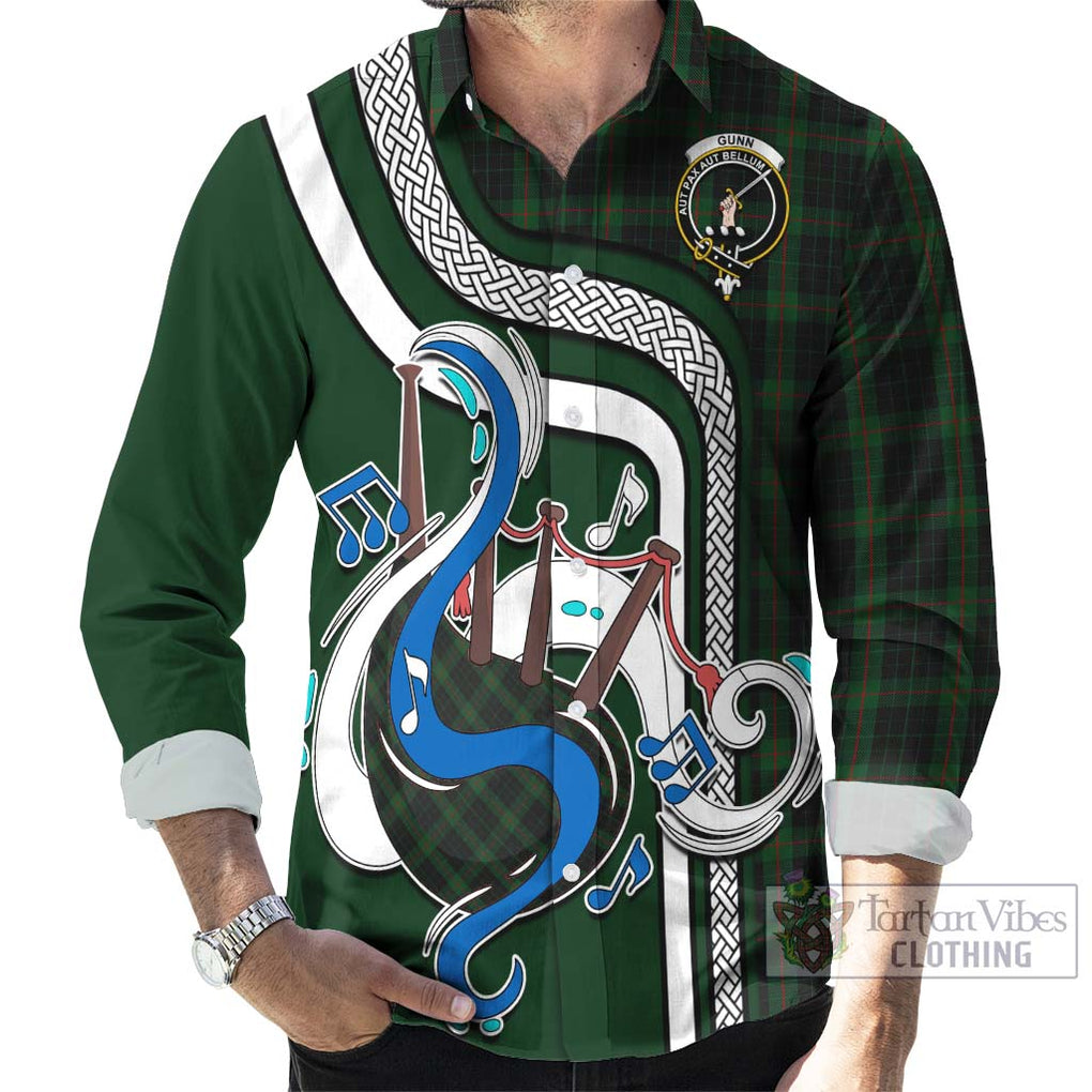 Gunn Logan Tartan Long Sleeve Button Shirt with Epic Bagpipe Style - Tartanvibesclothing Shop