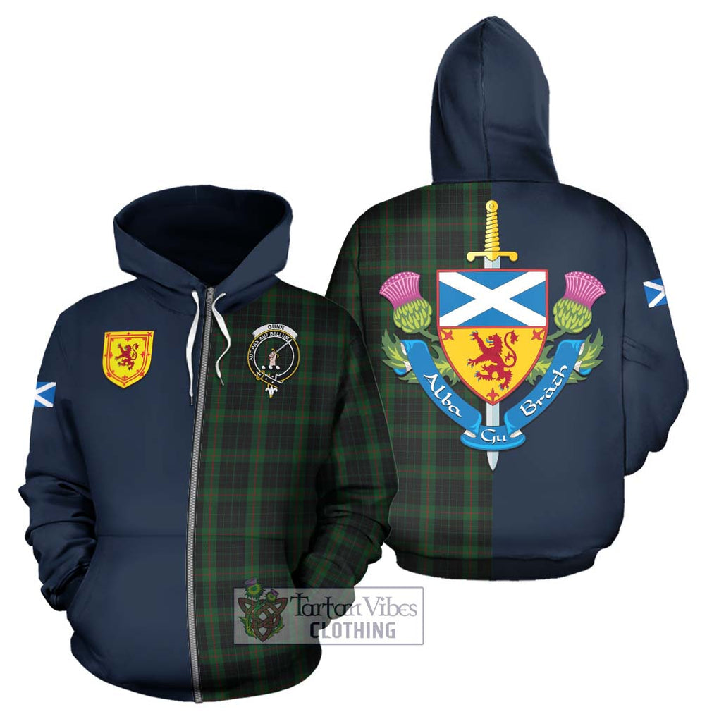 Tartan Vibes Clothing Gunn Logan Tartan Hoodie with Scottish Lion Royal Arm Half Style