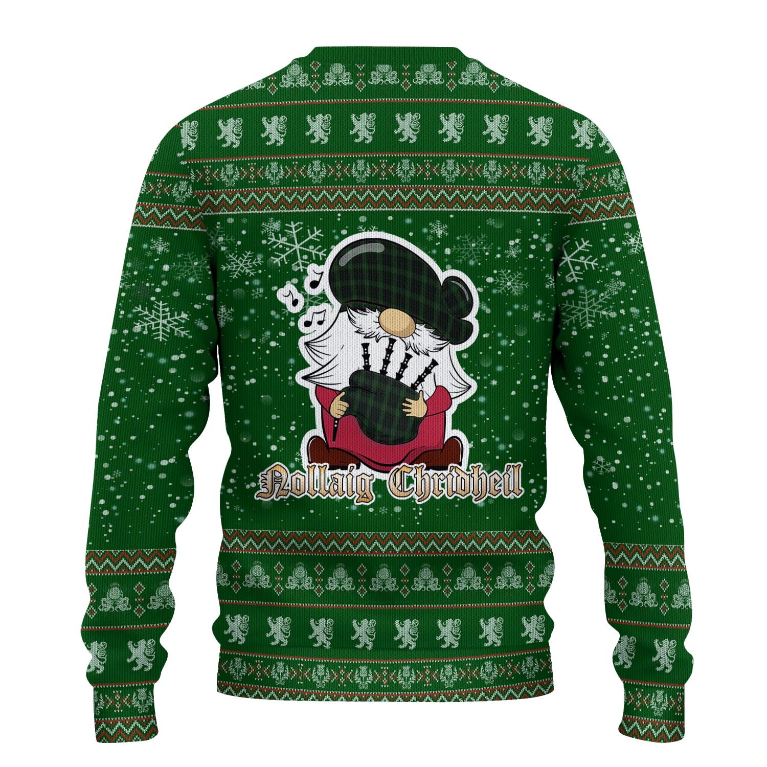Gunn Logan Clan Christmas Family Knitted Sweater with Funny Gnome Playing Bagpipes - Tartanvibesclothing