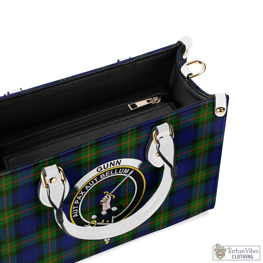 Tartan Vibes Clothing Gunn Modern Tartan Luxury Leather Handbags with Family Crest