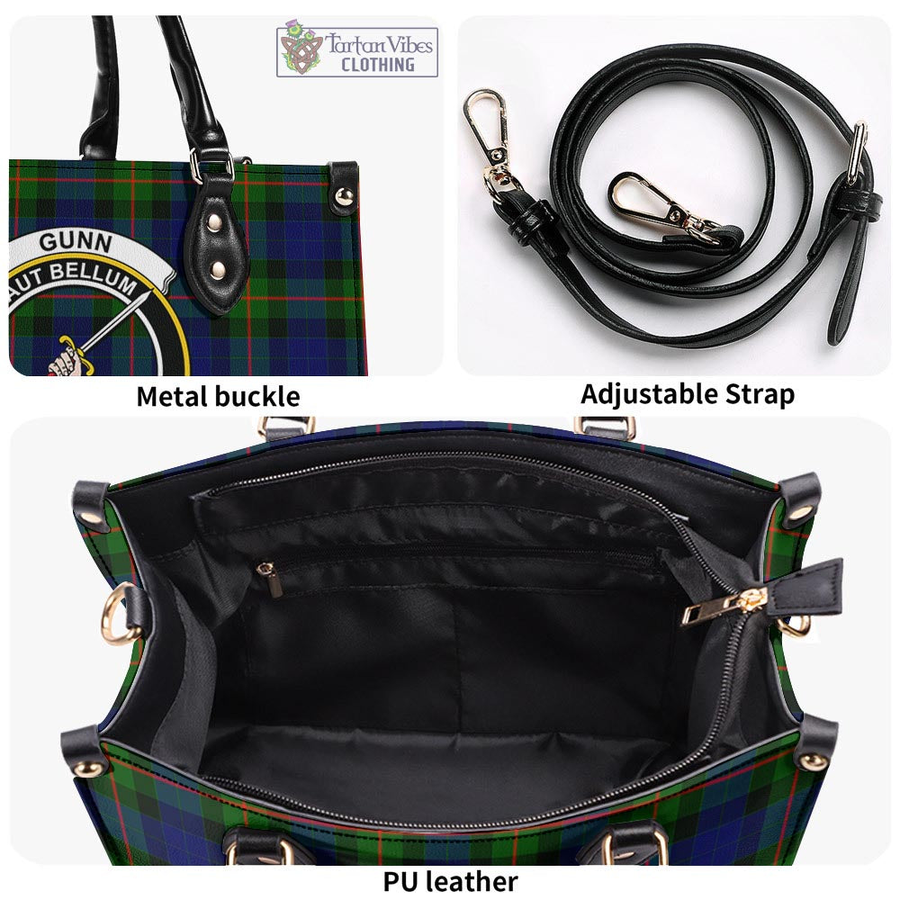 Tartan Vibes Clothing Gunn Modern Tartan Luxury Leather Handbags with Family Crest