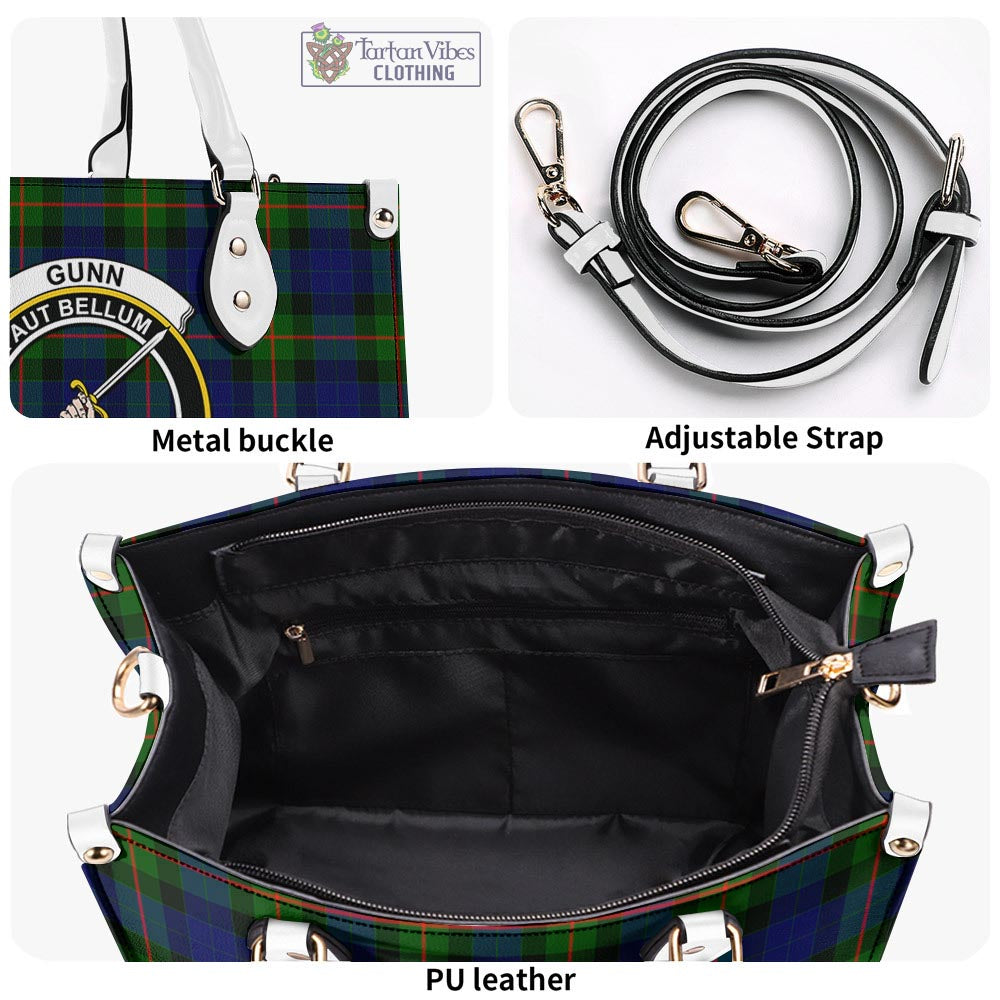 Tartan Vibes Clothing Gunn Modern Tartan Luxury Leather Handbags with Family Crest