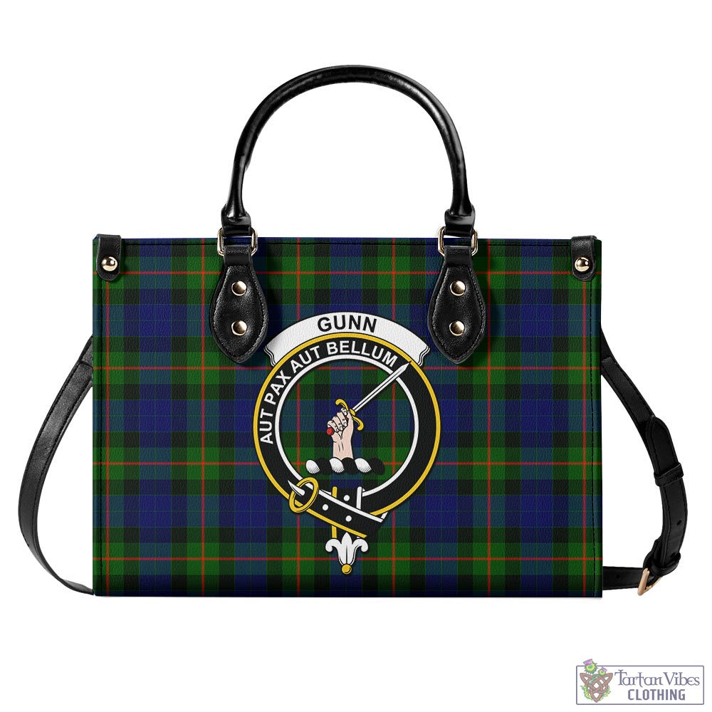 Tartan Vibes Clothing Gunn Modern Tartan Luxury Leather Handbags with Family Crest