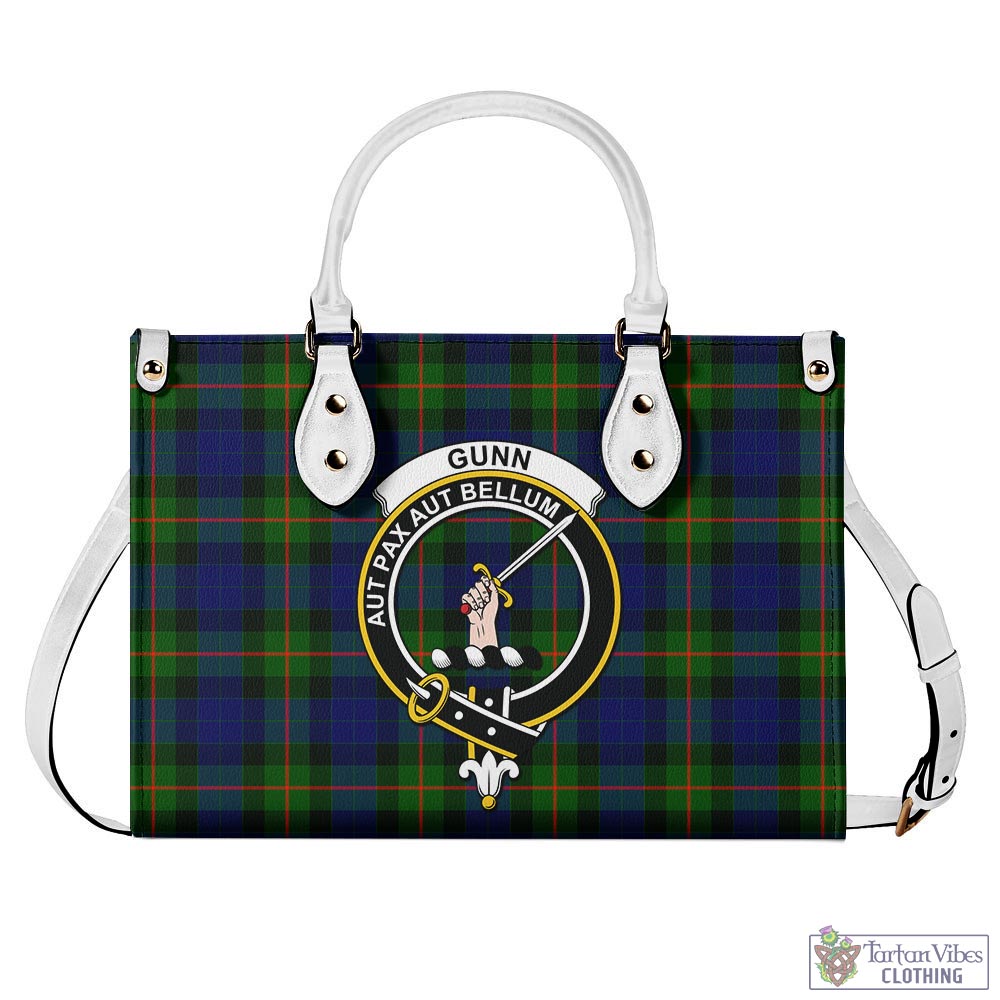 Tartan Vibes Clothing Gunn Modern Tartan Luxury Leather Handbags with Family Crest