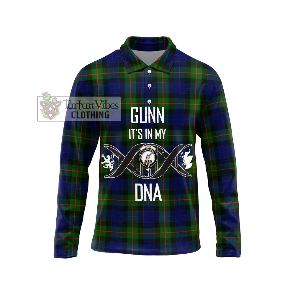 Gunn Modern Tartan Long Sleeve Polo Shirt with Family Crest DNA In Me Style Unisex - Tartanvibesclothing Shop