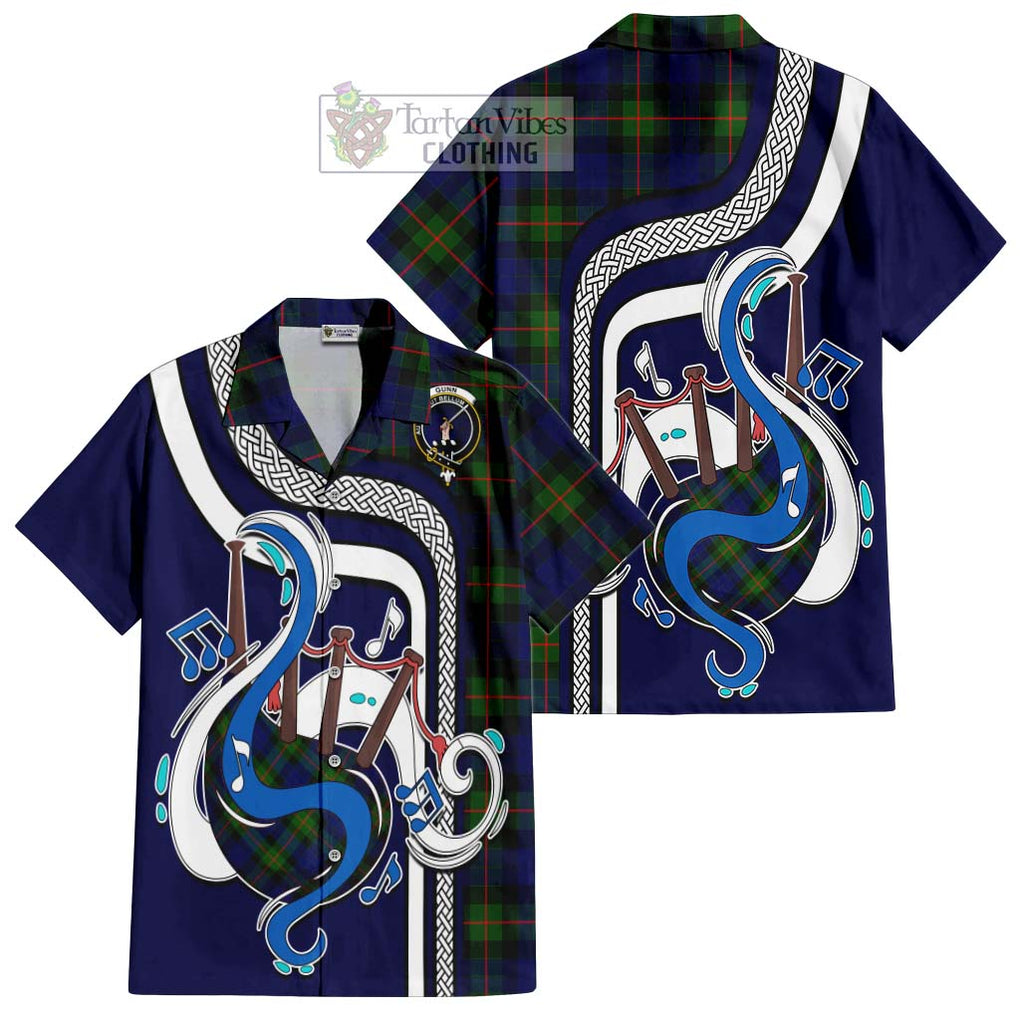 Gunn Modern Tartan Short Sleeve Button Shirt with Epic Bagpipe Style Kid - Tartanvibesclothing Shop