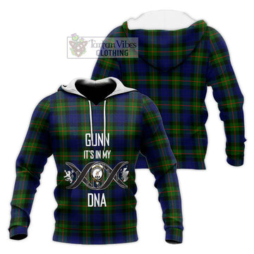 Gunn Modern Tartan Knitted Hoodie with Family Crest DNA In Me Style