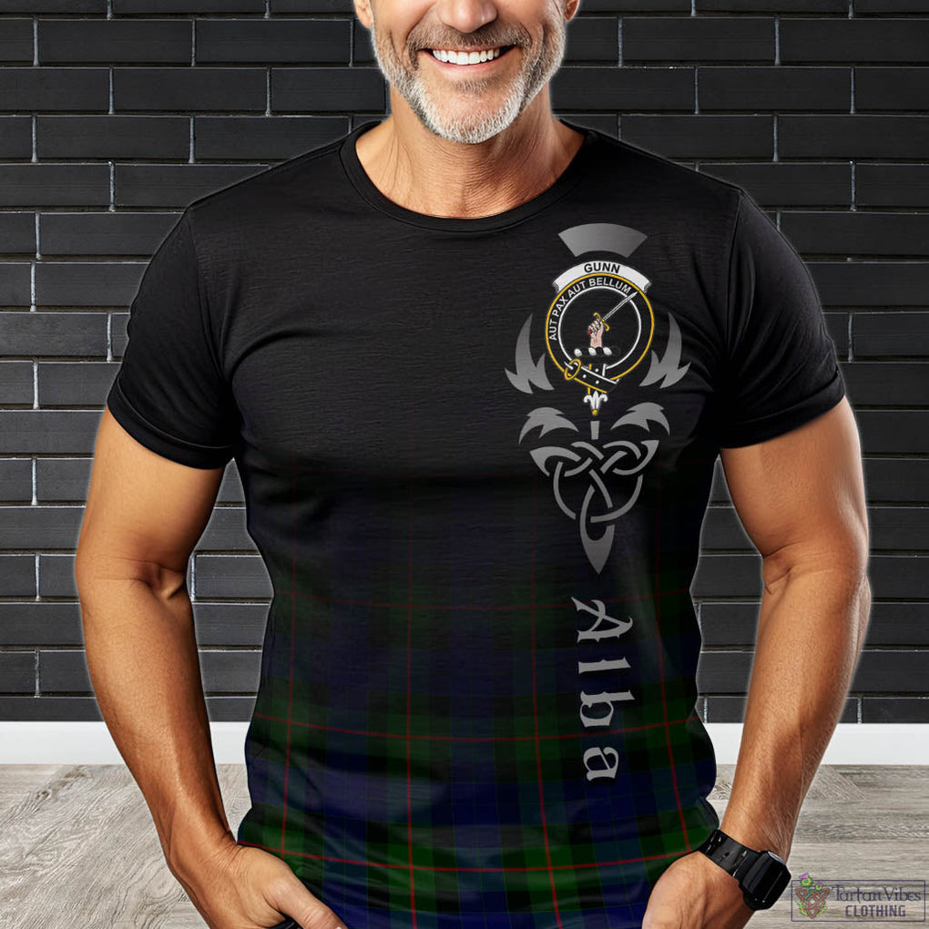 Tartan Vibes Clothing Gunn Modern Tartan T-Shirt Featuring Alba Gu Brath Family Crest Celtic Inspired