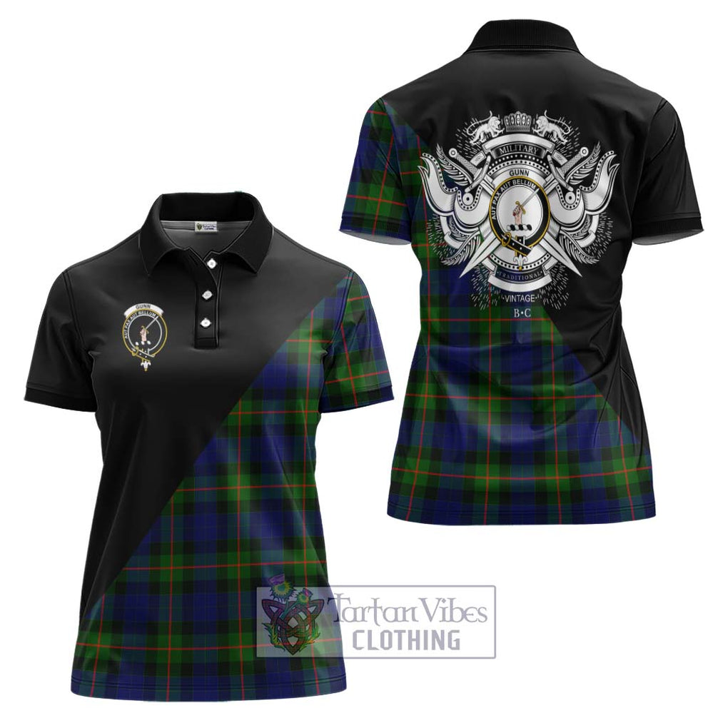 Gunn Modern Tartan Women's Polo Shirt with Family Crest and Military Logo Style Women - Tartanvibesclothing Shop