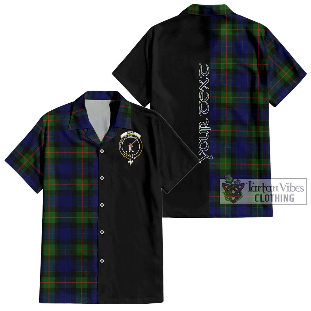 Gunn Modern Tartan Short Sleeve Button Shirt with Family Crest and Half Of Me Style Kid - Tartanvibesclothing Shop