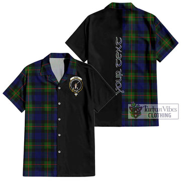 Gunn Modern Tartan Short Sleeve Button Shirt with Family Crest and Half Of Me Style