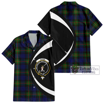 Gunn Modern Tartan Short Sleeve Button Up with Family Crest Circle Style