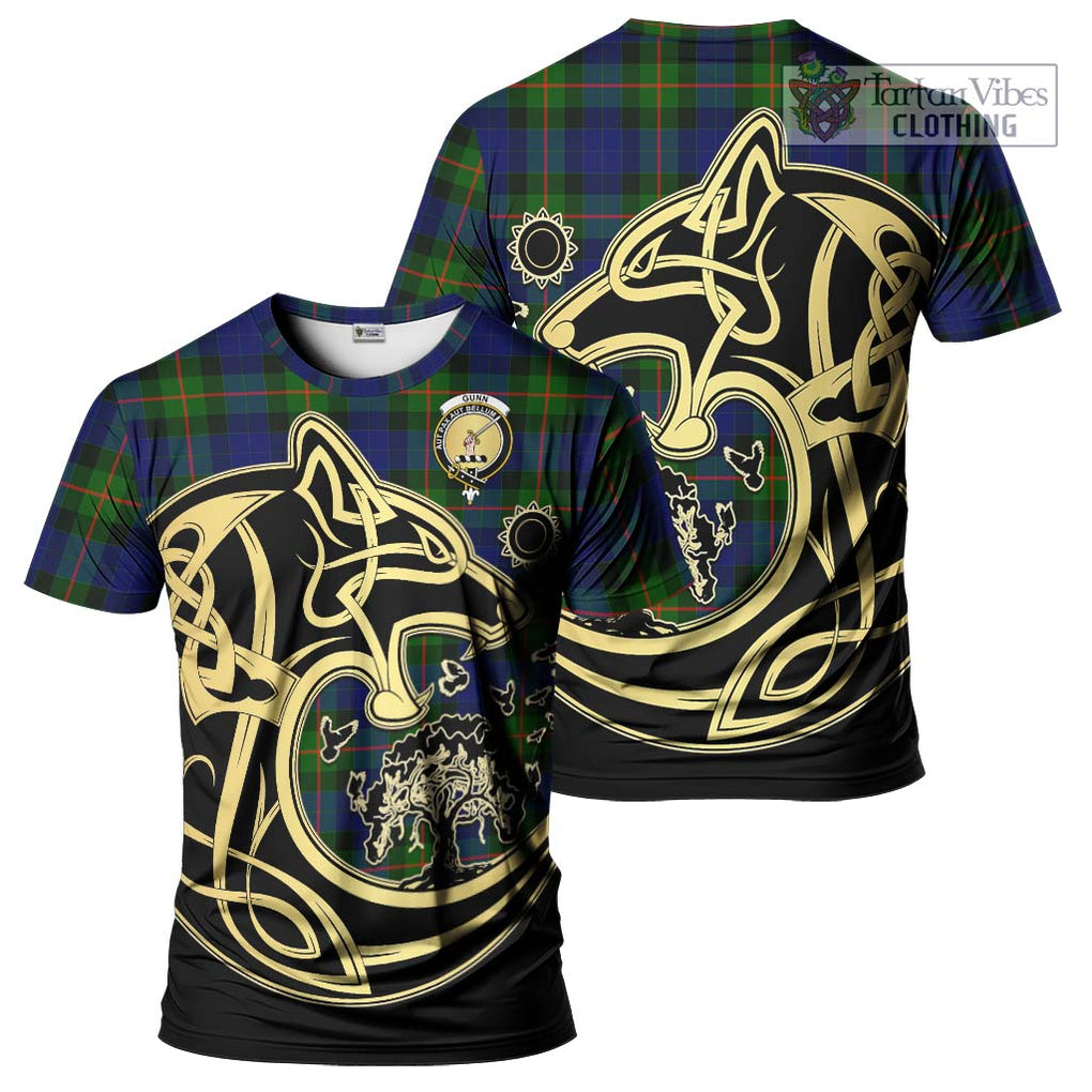 Gunn Modern Tartan T-Shirt with Family Crest Celtic Wolf Style Kid's Shirt - Tartan Vibes Clothing