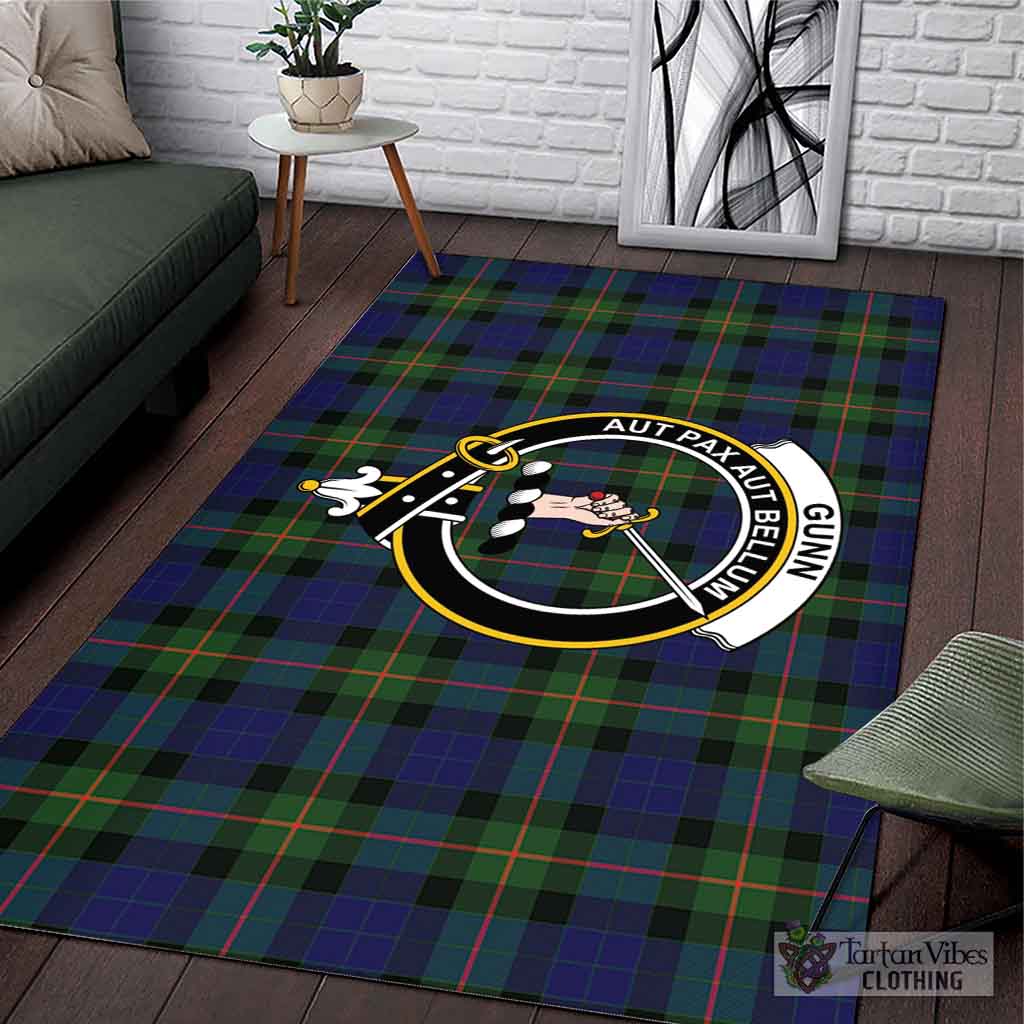 Tartan Vibes Clothing Gunn Modern Tartan Area Rug with Family Crest