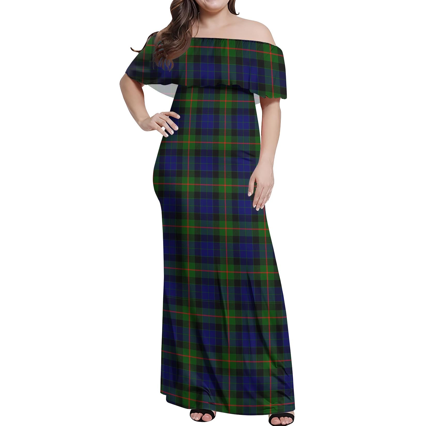 Gunn Modern Tartan Off Shoulder Long Dress Women's Dress - Tartanvibesclothing