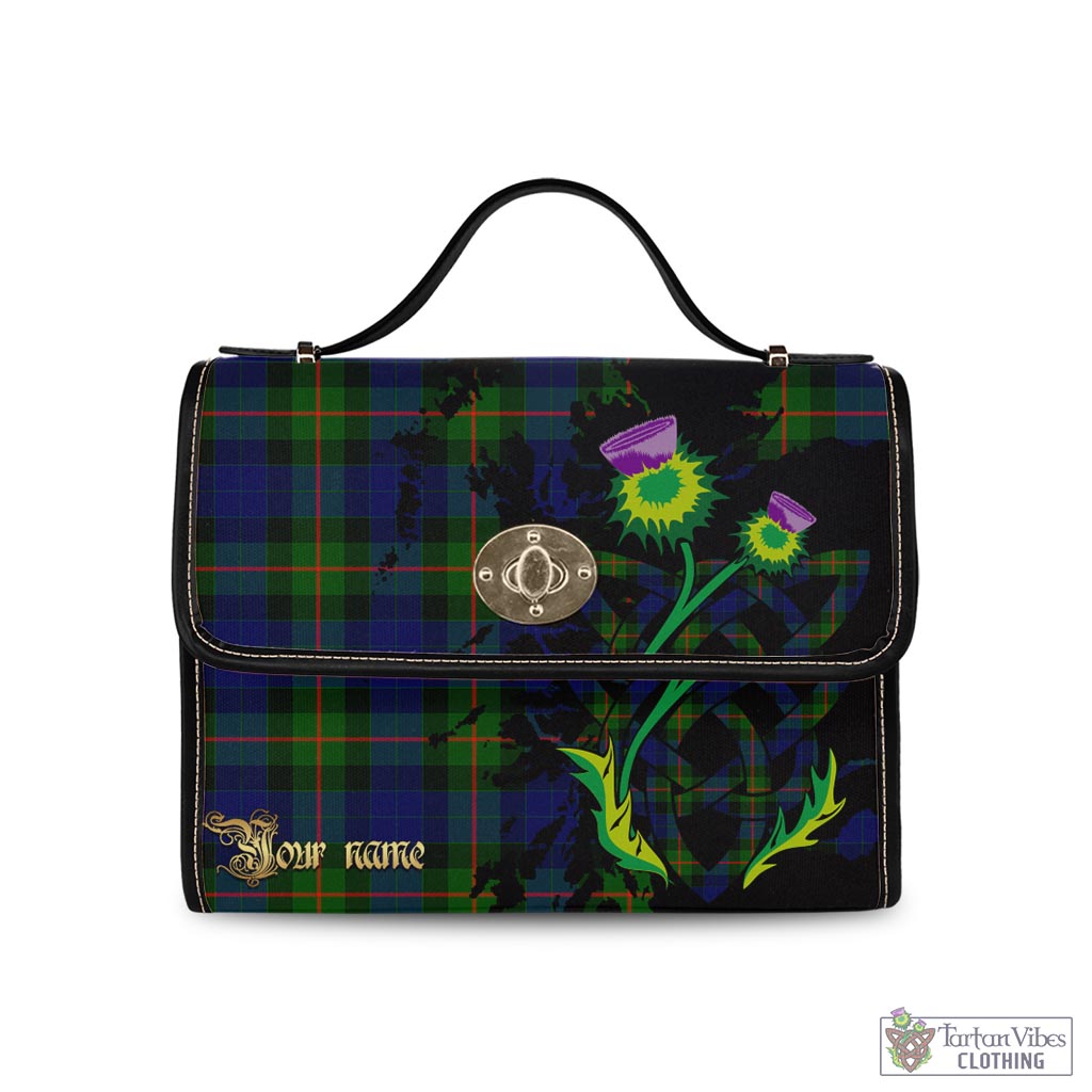 Tartan Vibes Clothing Gunn Modern Tartan Waterproof Canvas Bag with Scotland Map and Thistle Celtic Accents