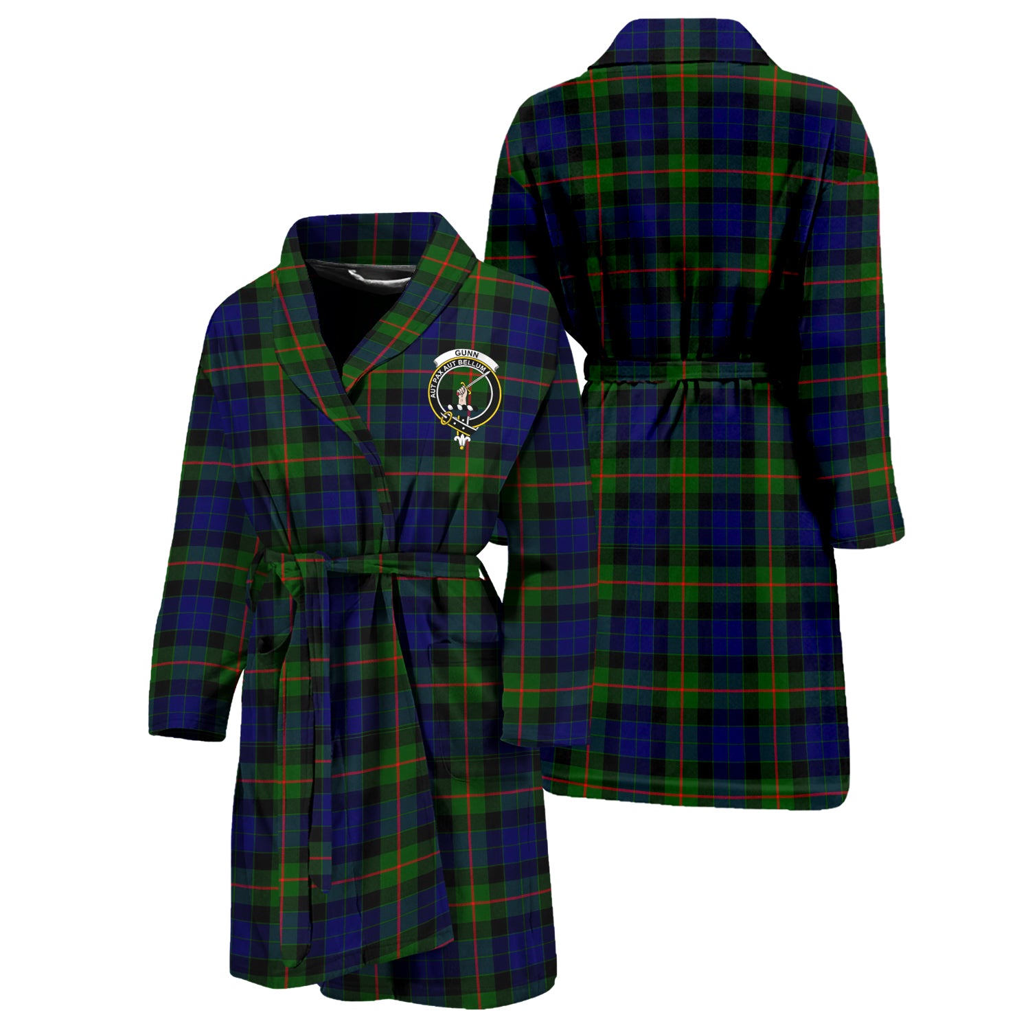 Gunn Modern Tartan Bathrobe with Family Crest Unisex S - Tartan Vibes Clothing