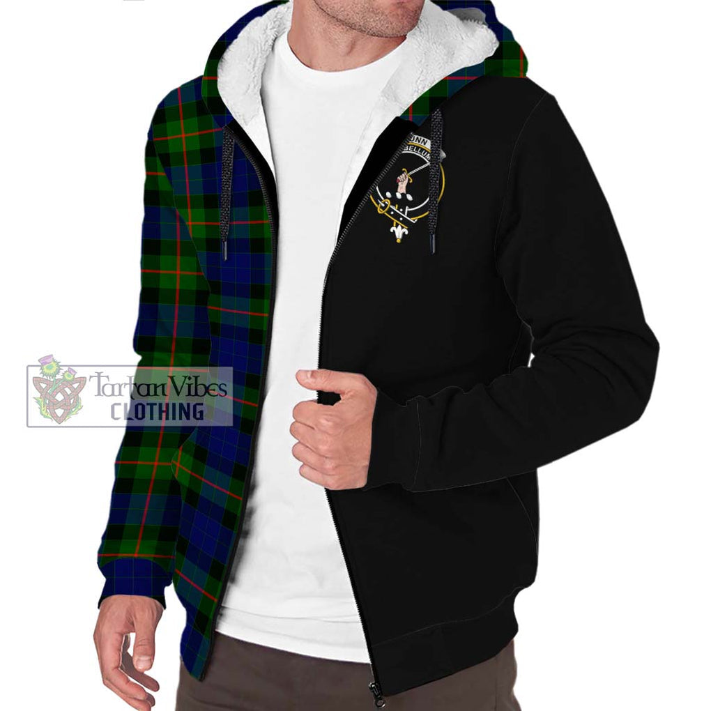 Gunn Modern Tartan Sherpa Hoodie with Family Crest and Half Of Me Style Unisex S - Tartanvibesclothing Shop