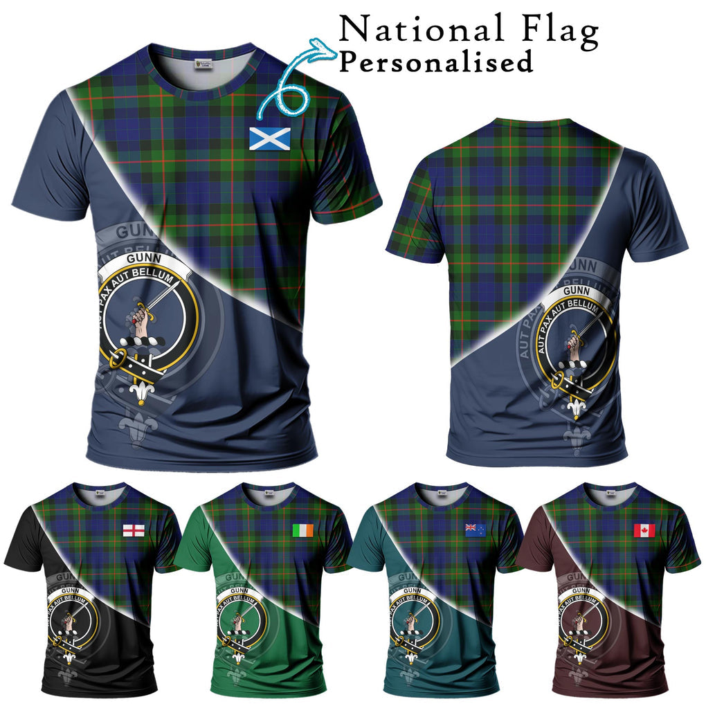 Gunn Modern Tartan T-Shirt with Personalised National Flag and Family Crest Half Style Kid's Shirt - Tartanvibesclothing Shop