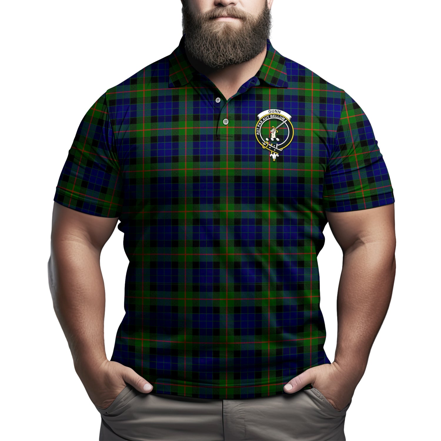 Gunn Modern Tartan Men's Polo Shirt with Family Crest Kid - Tartan Vibes Clothing