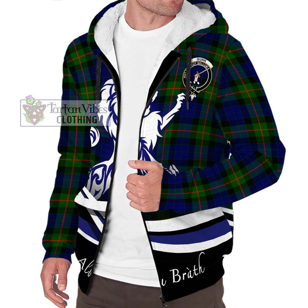 Gunn Modern Tartan Sherpa Hoodie with Alba Gu Brath Regal Lion Emblem Unisex S - Tartanvibesclothing Shop