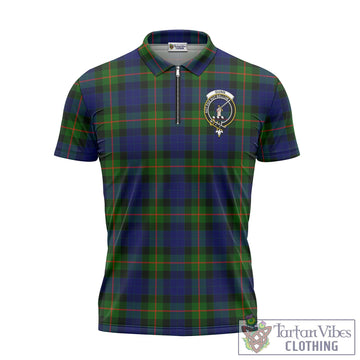 Gunn Modern Tartan Zipper Polo Shirt with Family Crest