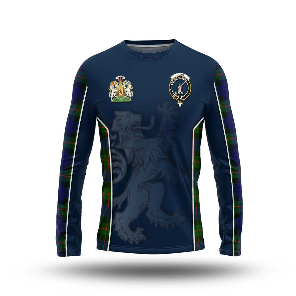 Gunn Modern Tartan Long Sleeve T-Shirt with Family Crest and Lion Rampant Vibes Sport Style Unisex - Tartan Vibes Clothing