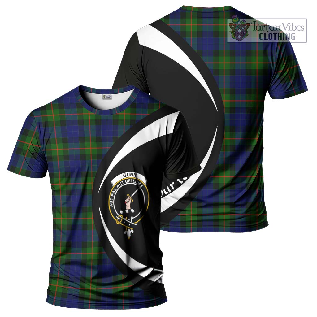 Tartan Vibes Clothing Gunn Modern Tartan T-Shirt with Family Crest Circle Style