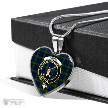 Gunn Modern Tartan Heart Necklace with Family Crest