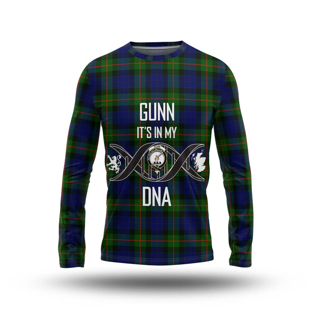 Gunn Modern Tartan Long Sleeve T-Shirt with Family Crest DNA In Me Style Unisex - Tartanvibesclothing Shop