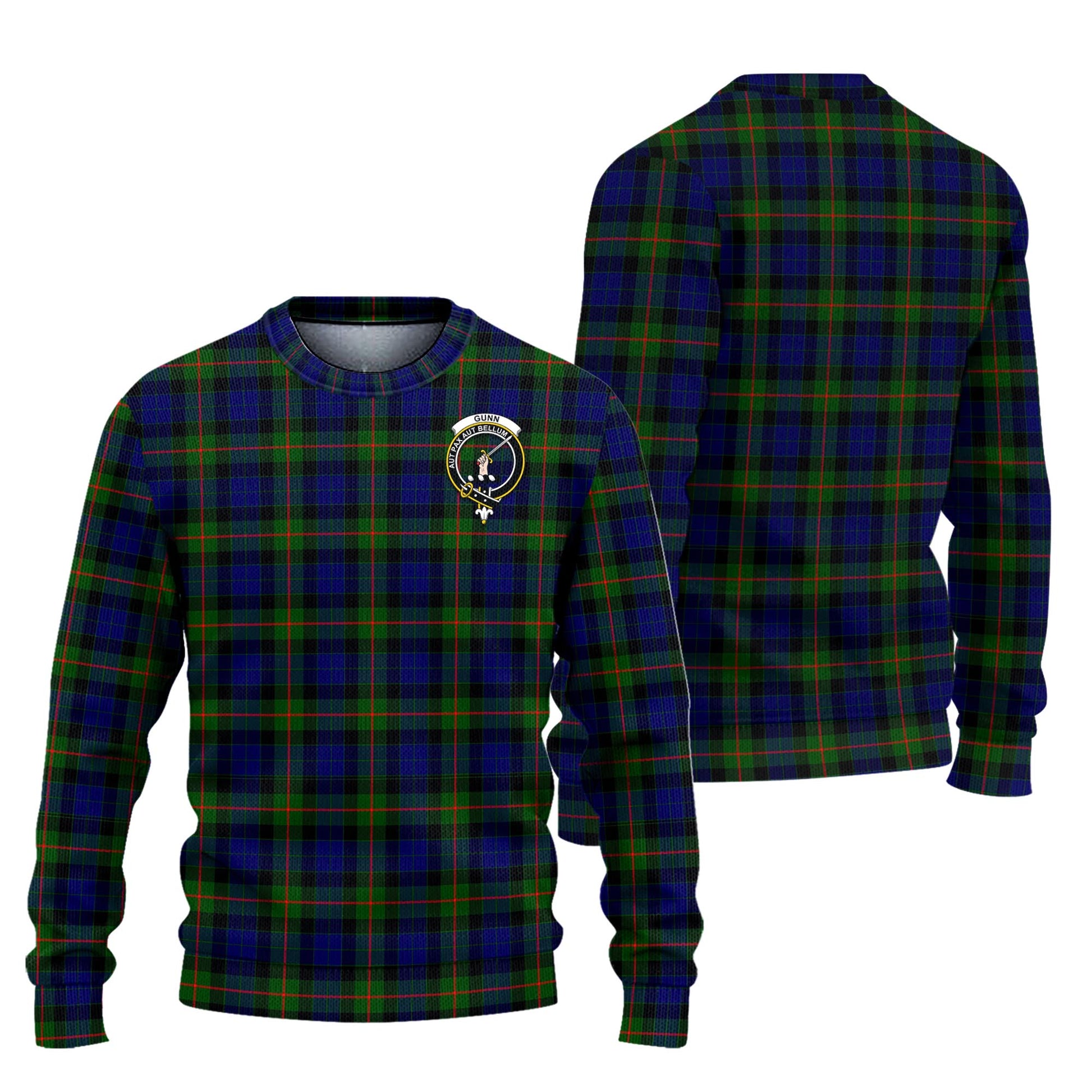 Gunn Modern Tartan Knitted Sweater with Family Crest Unisex - Tartanvibesclothing