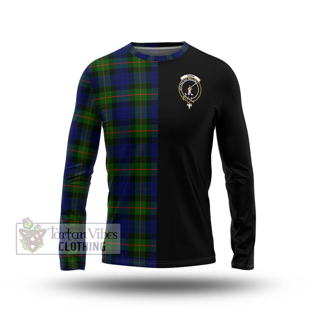 Gunn Modern Tartan Long Sleeve T-Shirt with Family Crest and Half Of Me Style Unisex - Tartanvibesclothing Shop