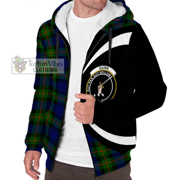 Gunn Modern Tartan Sherpa Hoodie with Family Crest Circle Style