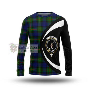 Gunn Modern Tartan Long Sleeve T-Shirt with Family Crest Circle Style