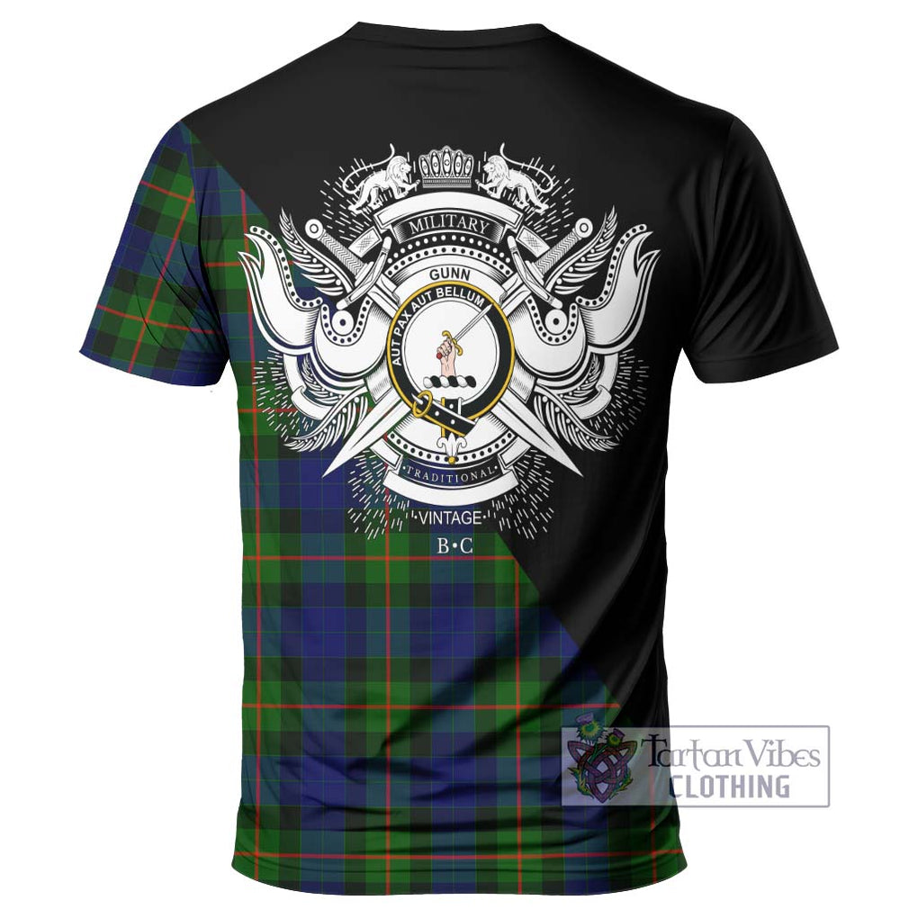 Gunn Modern Tartan T-Shirt with Family Crest and Military Logo Style - Tartanvibesclothing Shop