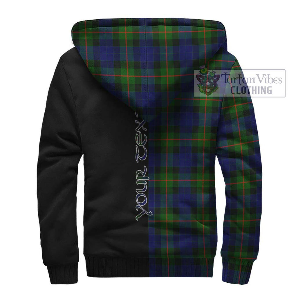 Gunn Modern Tartan Sherpa Hoodie with Family Crest and Half Of Me Style - Tartanvibesclothing Shop