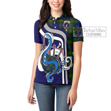 Gunn Modern Tartan Women's Polo Shirt with Epic Bagpipe Style