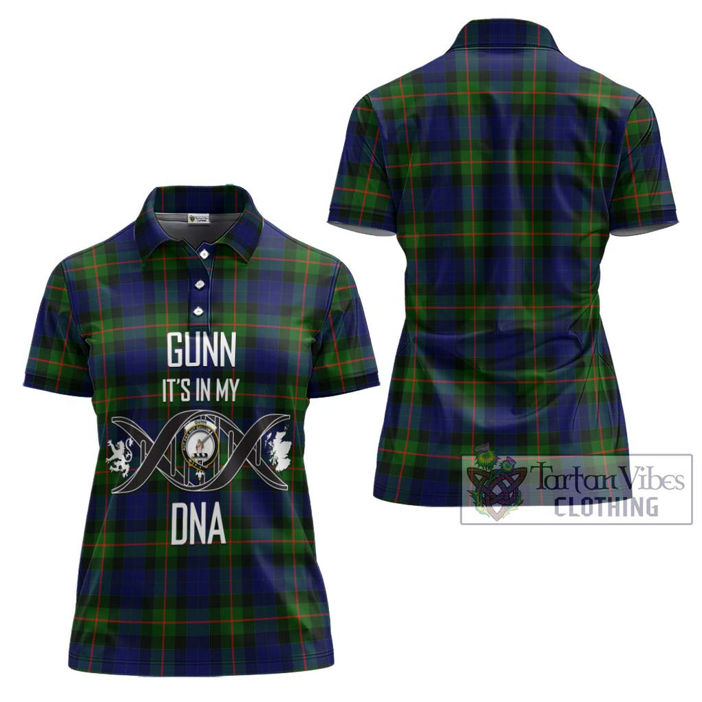 Gunn Modern Tartan Women's Polo Shirt with Family Crest DNA In Me Style - Tartanvibesclothing Shop